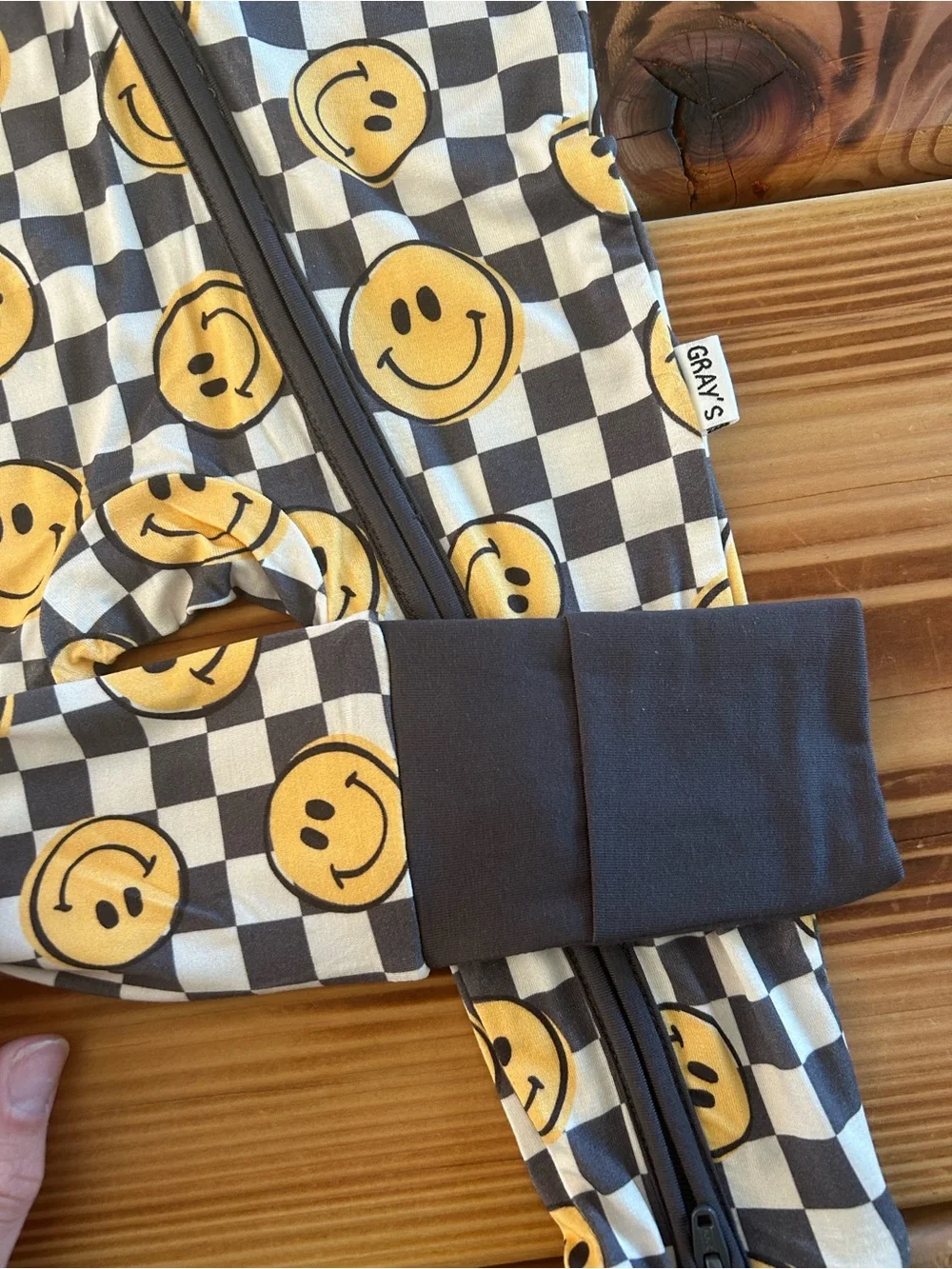 Black & Yellow Smiley Checker One-Piece Pajamas - Kids